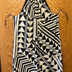 Trina Turk Black and White Geometric Halter Dress
